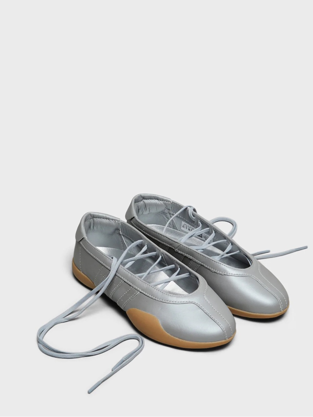 adidas Women’s Silver Lace-Up Ballet Sneakers worn once